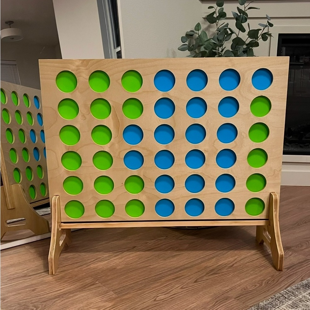 New Giant Wooden Connect Four Game with Carrying Case